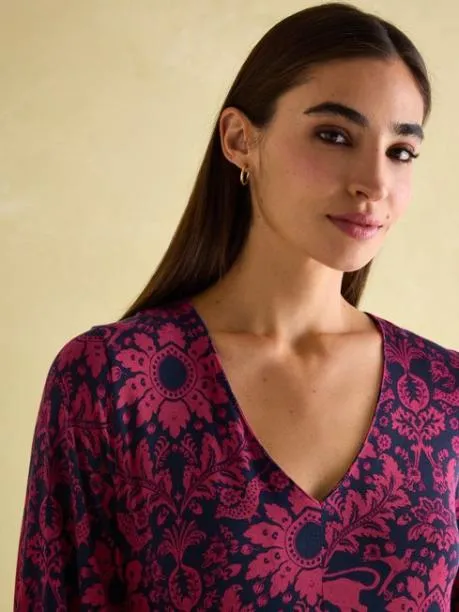 Dresses Women Joules Red and Navy Long Sleeve Midaxi Dress