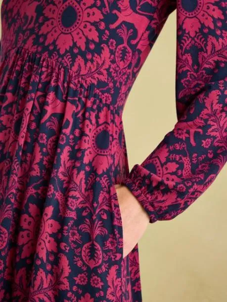 Dresses Women Joules Red and Navy Long Sleeve Midaxi Dress