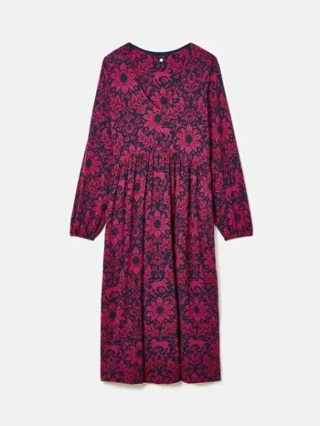 Dresses Women Joules Red and Navy Long Sleeve Midaxi Dress