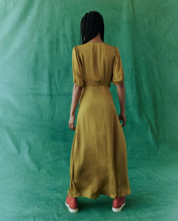 Dresses Women The Great The Gilded Dress Gold Leaf Dresses Women The Great The Gilded Dress Gold Leaf