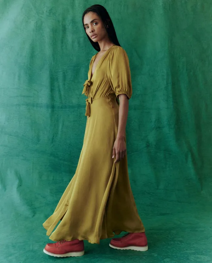 Dresses Women The Great The Gilded Dress Gold Leaf Dresses Women The Great The Gilded Dress Gold Leaf