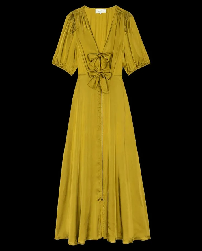 Dresses Women The Great The Gilded Dress Gold Leaf Dresses Women The Great The Gilded Dress Gold Leaf