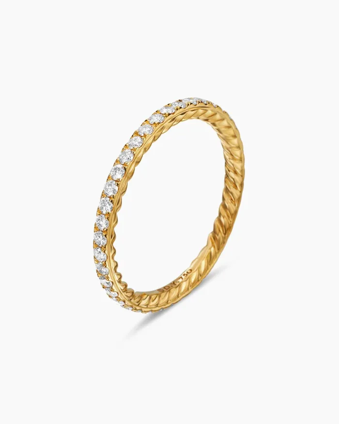 DY Eden Band Ring In 18K Yellow Gold With Pav 185mm Women David Yurman Band DY Eden Band Ring In 18K Yellow Gold With Pav 185mm Women David Yurman Band