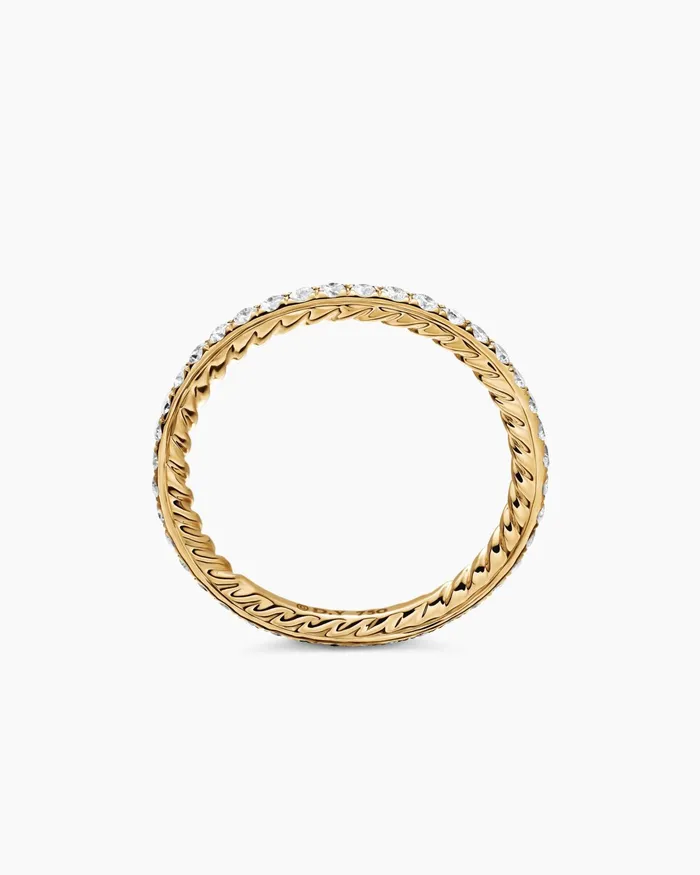 DY Eden Band Ring In 18K Yellow Gold With Pav 185mm Women David Yurman Band DY Eden Band Ring In 18K Yellow Gold With Pav 185mm Women David Yurman Band