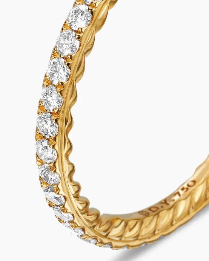 DY Eden Band Ring In 18K Yellow Gold With Pav 185mm Women David Yurman Band DY Eden Band Ring In 18K Yellow Gold With Pav 185mm Women David Yurman Band