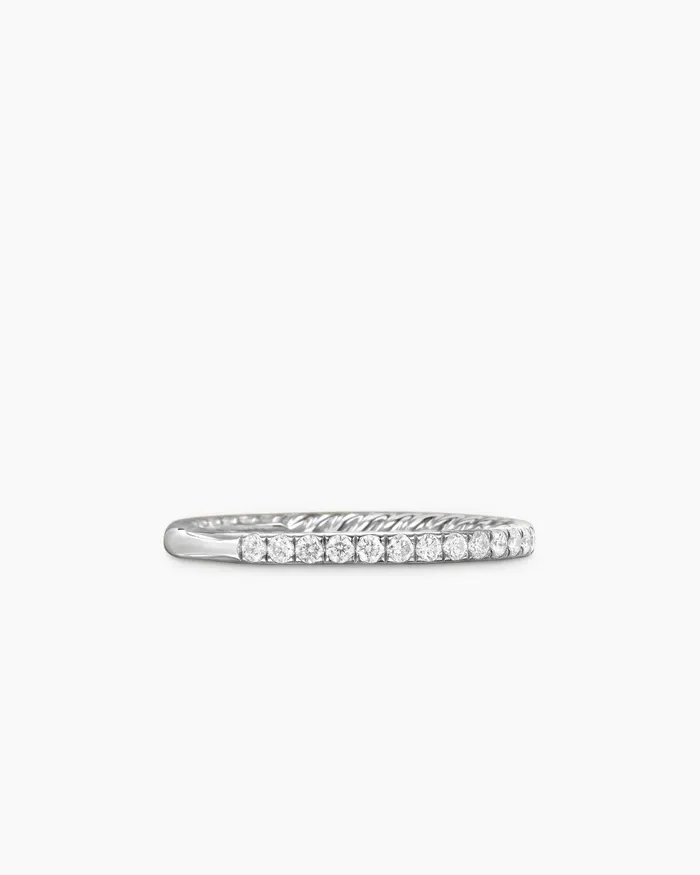 DY Eden Partway Band Ring In Platinum With Diamonds 185mm Women David Yurman Band DY Eden Partway Band Ring In Platinum With Diamonds 185mm Women David Yurman Band