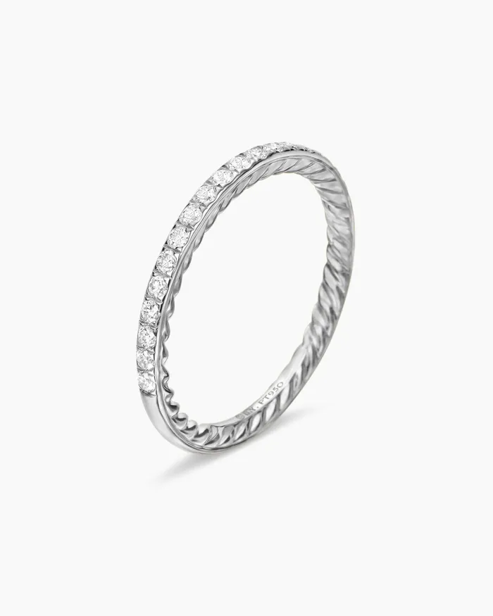 DY Eden Partway Band Ring In Platinum With Diamonds 185mm Women David Yurman Band DY Eden Partway Band Ring In Platinum With Diamonds 185mm Women David Yurman Band