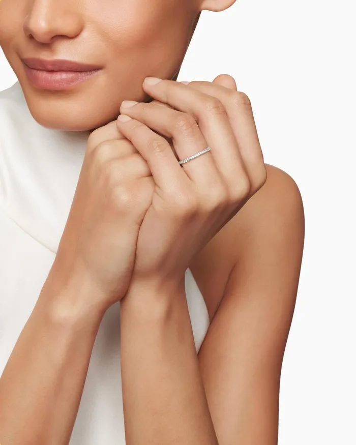DY Eden Partway Band Ring In Platinum With Diamonds 185mm Women David Yurman Band DY Eden Partway Band Ring In Platinum With Diamonds 185mm Women David Yurman Band