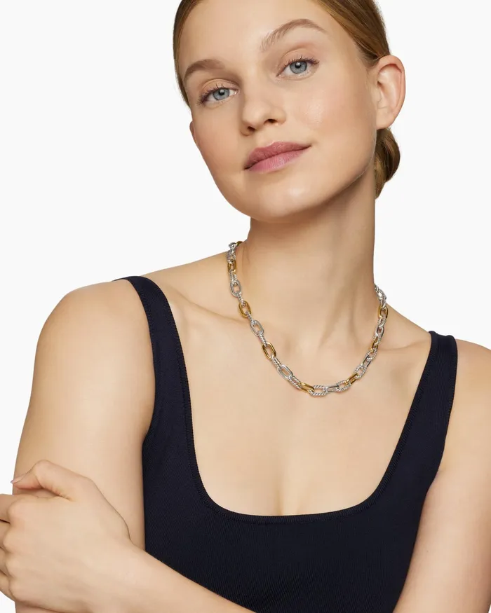 DY Madison Chain Necklace In Sterling Silver With 18K Yellow Gold 85mm Women David Yurman Chain DY Madison Chain Necklace In Sterling Silver With 18K Yellow Gold 85mm Women David Yurman Chain