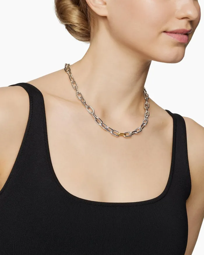 DY Madison Chain Necklace In Sterling Silver With 18K Yellow Gold 85mm Women David Yurman Chain DY Madison Chain Necklace In Sterling Silver With 18K Yellow Gold 85mm Women David Yurman Chain