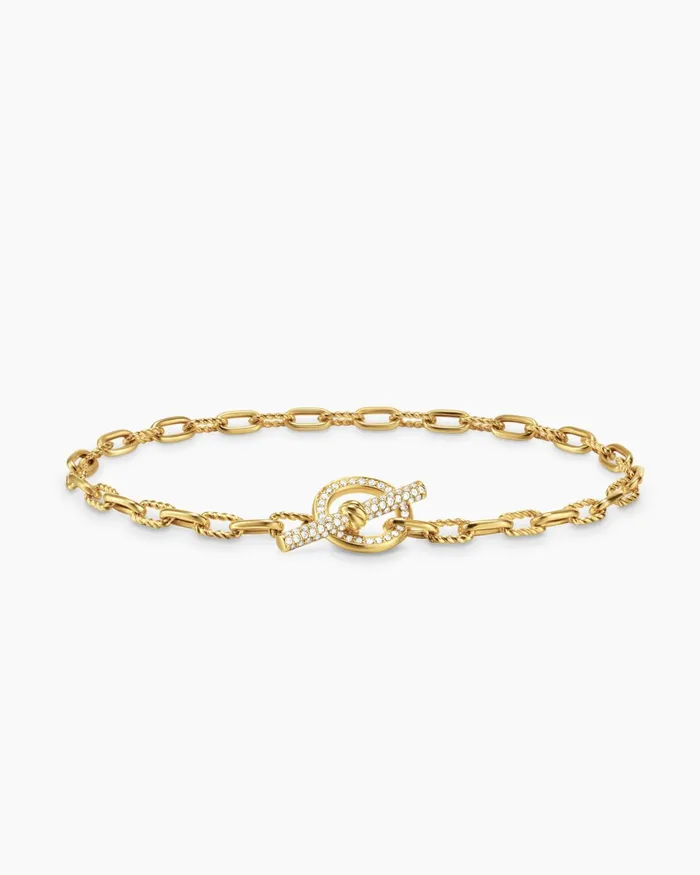 DY Madison Pav Toggle Chain Bracelet In 18K Yellow Gold With Diamonds 3mm Women David Yurman Chain DY Madison Pav Toggle Chain Bracelet In 18K Yellow Gold With Diamonds 3mm Women David Yurman Chain