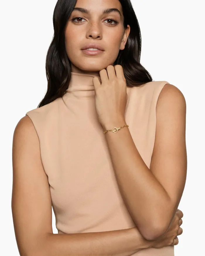 DY Madison Pav Toggle Chain Bracelet In 18K Yellow Gold With Diamonds 3mm Women David Yurman Chain DY Madison Pav Toggle Chain Bracelet In 18K Yellow Gold With Diamonds 3mm Women David Yurman Chain
