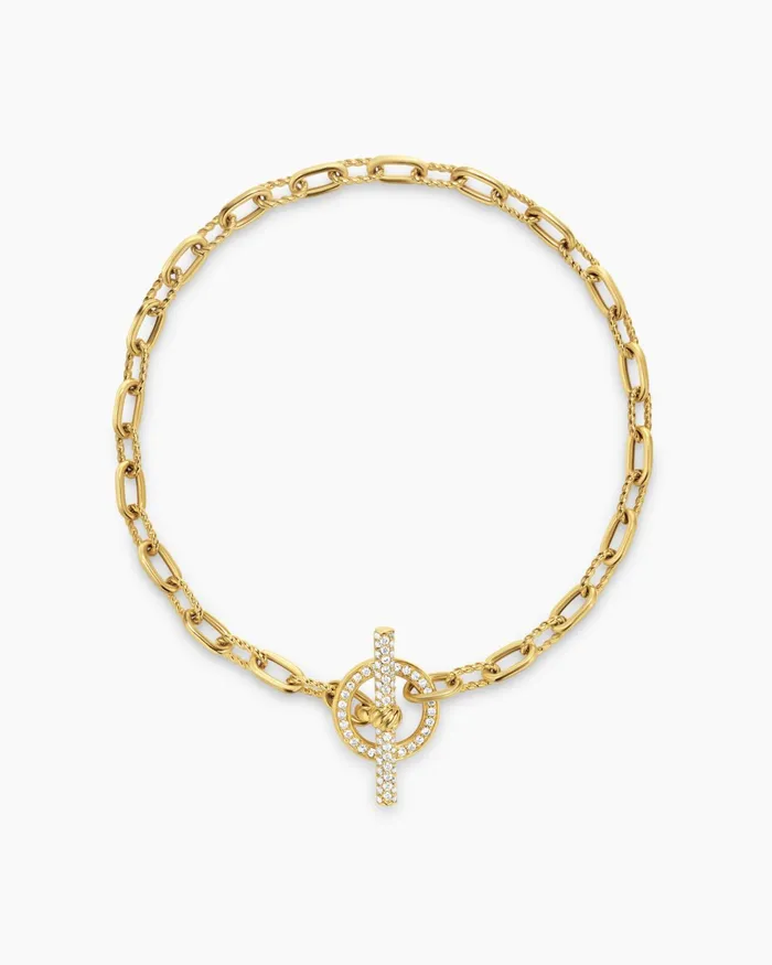 DY Madison Pav Toggle Chain Bracelet In 18K Yellow Gold With Diamonds 3mm Women David Yurman Chain DY Madison Pav Toggle Chain Bracelet In 18K Yellow Gold With Diamonds 3mm Women David Yurman Chain