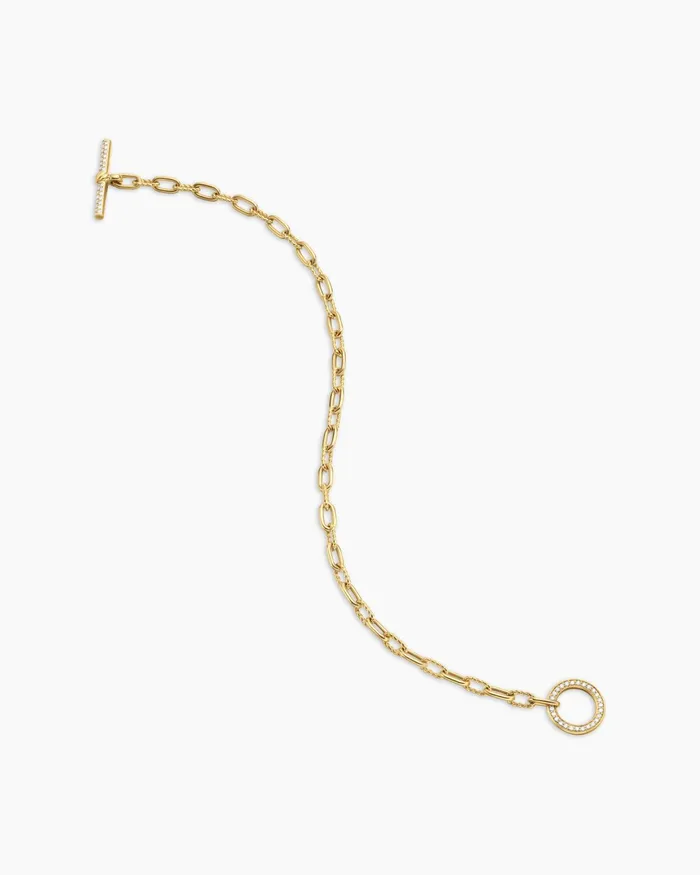 DY Madison Pav Toggle Chain Bracelet In 18K Yellow Gold With Diamonds 3mm Women David Yurman Chain DY Madison Pav Toggle Chain Bracelet In 18K Yellow Gold With Diamonds 3mm Women David Yurman Chain
