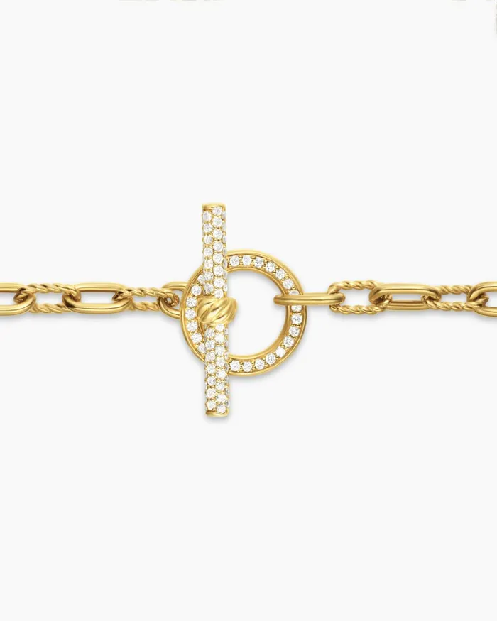 DY Madison Pav Toggle Chain Bracelet In 18K Yellow Gold With Diamonds 3mm Women David Yurman Chain DY Madison Pav Toggle Chain Bracelet In 18K Yellow Gold With Diamonds 3mm Women David Yurman Chain