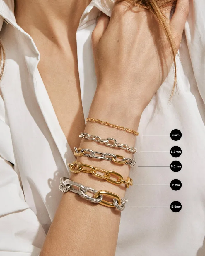DY Madison Pav Toggle Chain Bracelet In 18K Yellow Gold With Diamonds 3mm Women David Yurman Chain DY Madison Pav Toggle Chain Bracelet In 18K Yellow Gold With Diamonds 3mm Women David Yurman Chain