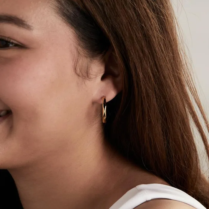Earrings Women Alex And Ani Faceted Hoop Earrings Gold