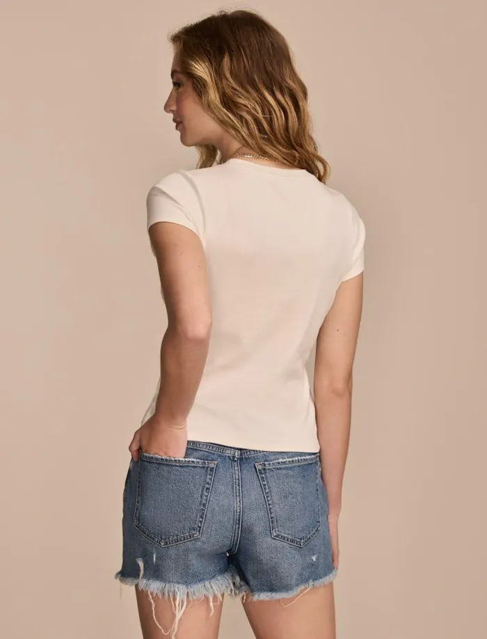 Embroidered Baby Tee Tofu Women Lucky Brand Knit Tops