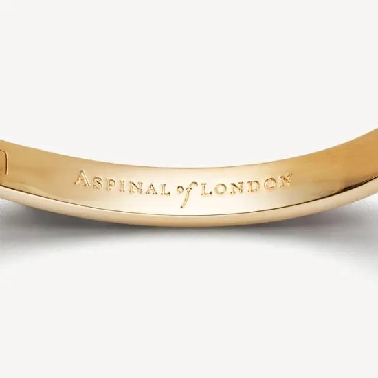 Feather Bangle Navy Enamel On 18ct Gold Plated Women Aspinal Of London Bangles and Bracelets