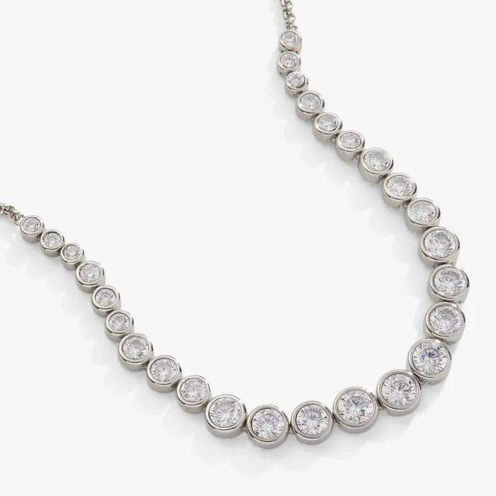 Fine Jewelry Women Alex And Ani Crystal Tennis Necklace Stainless Steel Silver