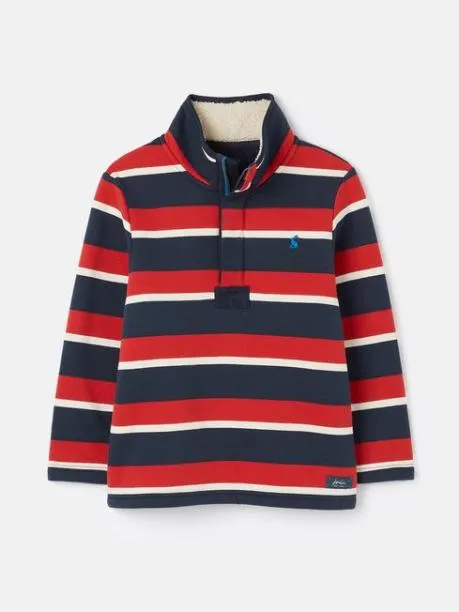 Fleeces and Sweatshirts Boys Joules RedNavy Quarter Zip Sweatshirt With Fleece Lining