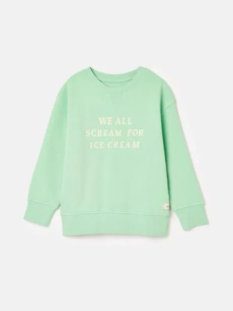 Fleeces and Sweatshirts Girls Joules Green Crew Neck Slogan Sweatshirt