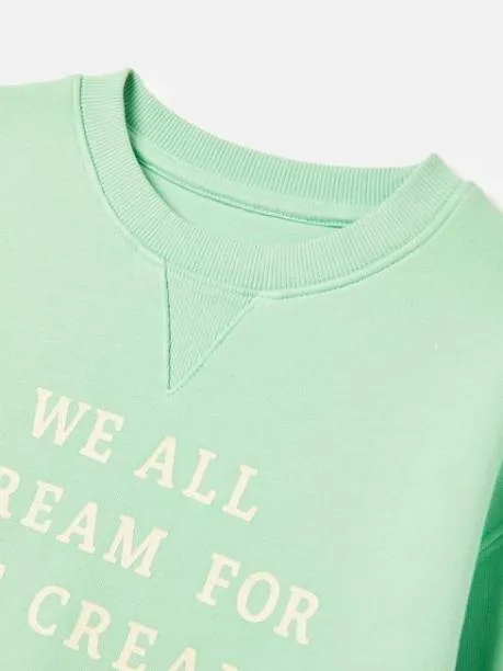 Fleeces and Sweatshirts Girls Joules Green Crew Neck Slogan Sweatshirt