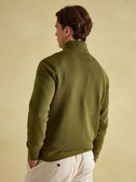 Fleeces and Sweatshirts Men Joules Khaki Green Quarter Zip Cotton Sweatshirt