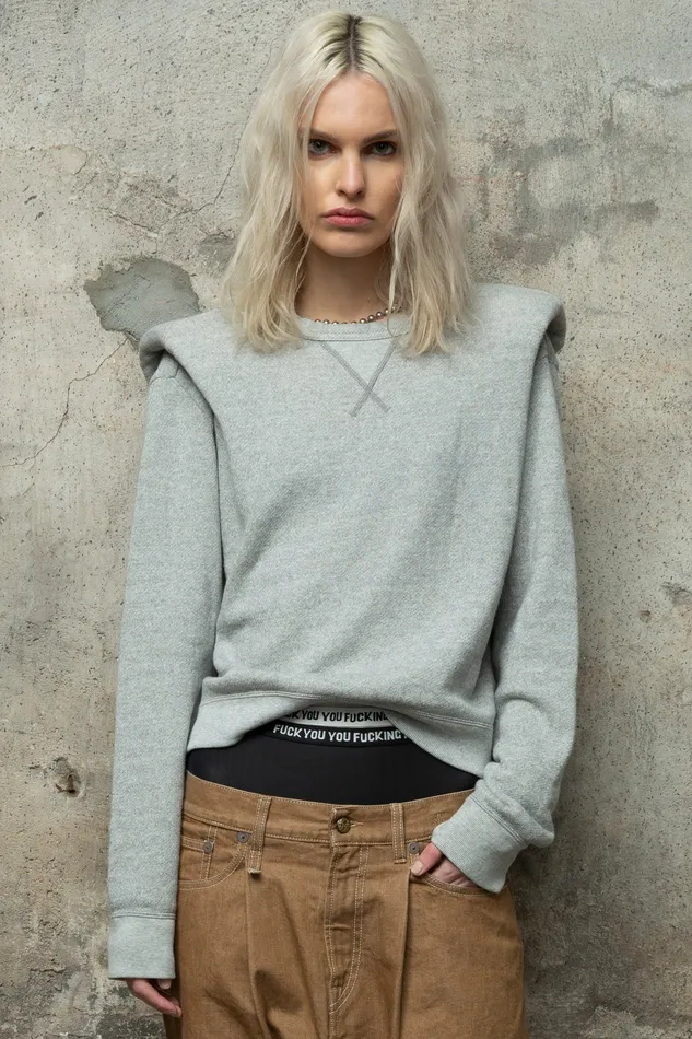 Folded Shoulder Sweatshirt Women Sweatshirts R13