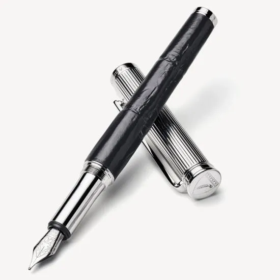 Fountain Pen Deep Shine Black Croc Women Aspinal Of London Luxury Engraved Pens Fountain Pen Deep Shine Black Croc Women Aspinal Of London Luxury Engraved Pens