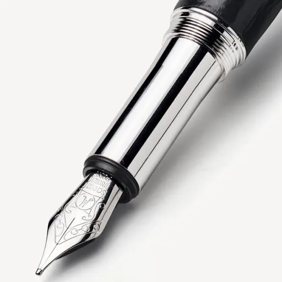 Fountain Pen Deep Shine Black Croc Women Aspinal Of London Luxury Engraved Pens