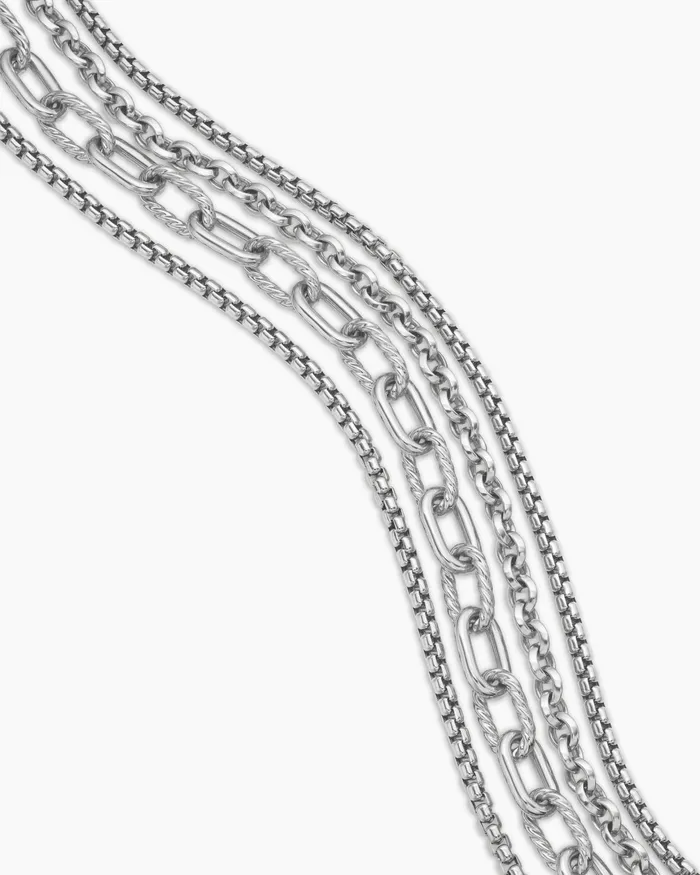 Four Row Mixed Chain Bib Necklace In Sterling Silver Women David Yurman Chain Four Row Mixed Chain Bib Necklace In Sterling Silver Women David Yurman Chain