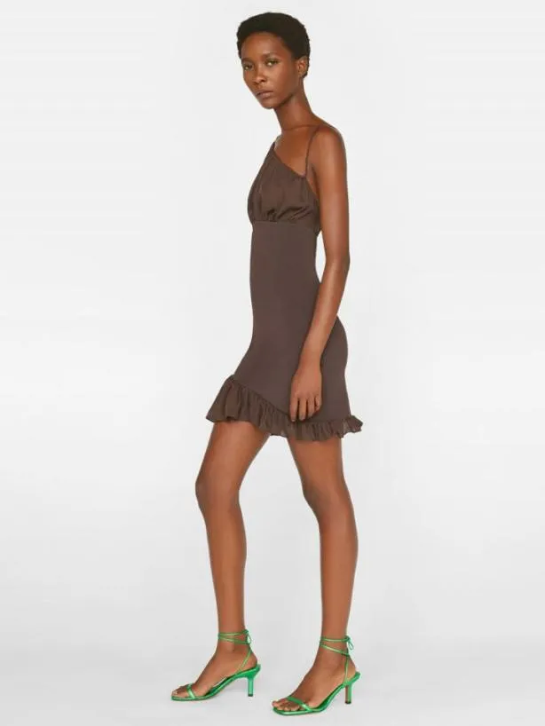 Frame Asymmetrical Mini Dress In Chocolate Brown Chocolate Brown Women Dresses and Jumpsuits Frame Asymmetrical Mini Dress In Chocolate Brown Chocolate Brown Women Dresses and Jumpsuits