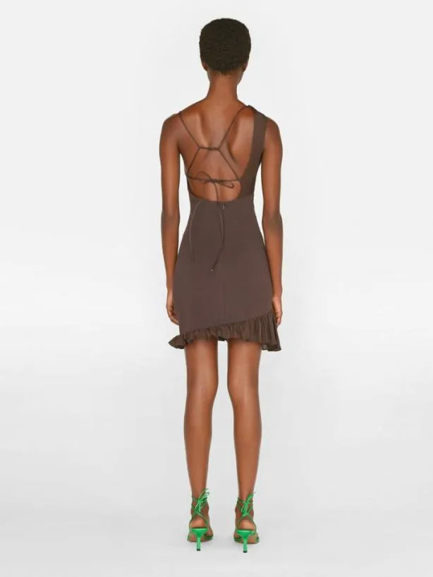 Frame Asymmetrical Mini Dress In Chocolate Brown Chocolate Brown Women Dresses and Jumpsuits Frame Asymmetrical Mini Dress In Chocolate Brown Chocolate Brown Women Dresses and Jumpsuits
