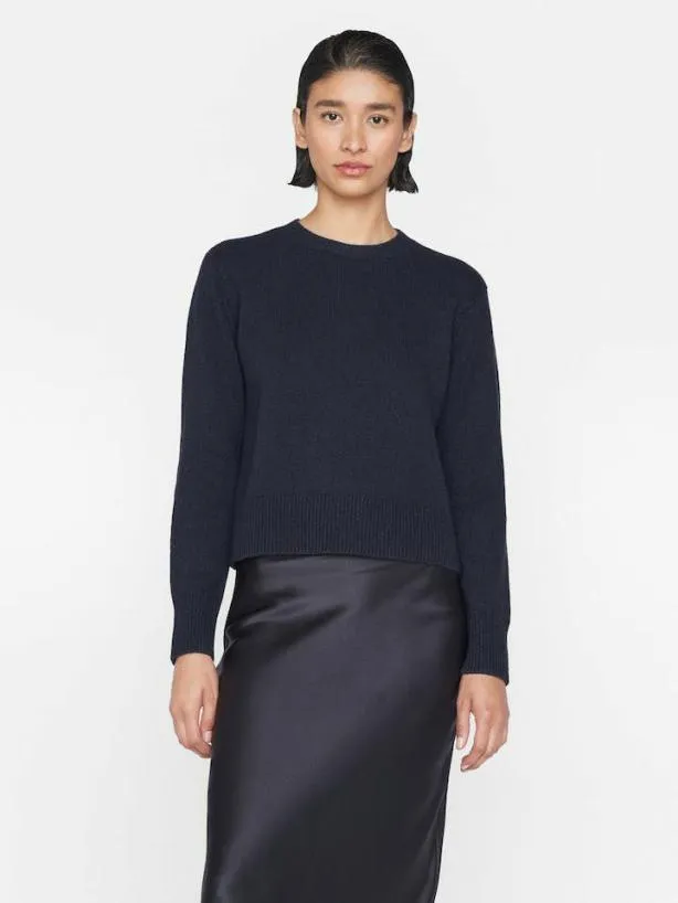 Frame Cashmere Clean Crew In Navy Navy Women Sweaters Frame Cashmere Clean Crew In Navy Navy Women Sweaters