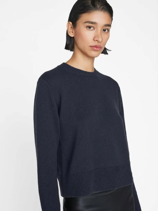 Frame Cashmere Clean Crew In Navy Navy Women Sweaters Frame Cashmere Clean Crew In Navy Navy Women Sweaters