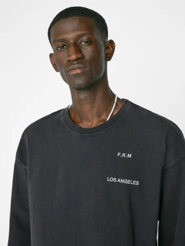 Frame Faded Washed Long Sleeve Tee In Faded Black Faded Black Men Tees