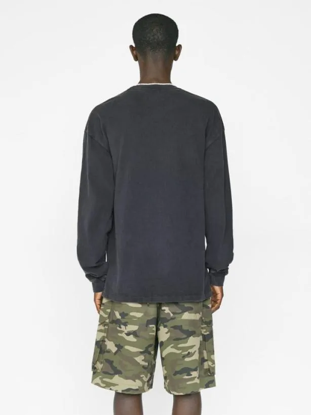 Frame Faded Washed Long Sleeve Tee In Faded Black Faded Black Men Tees