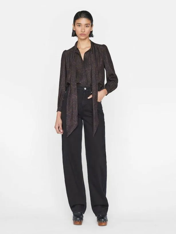 Frame Femme Tie Neck Blouse In Espresso Multi Espresso Multi Women Tops and Blouses Frame Femme Tie Neck Blouse In Espresso Multi Espresso Multi Women Tops and Blouses