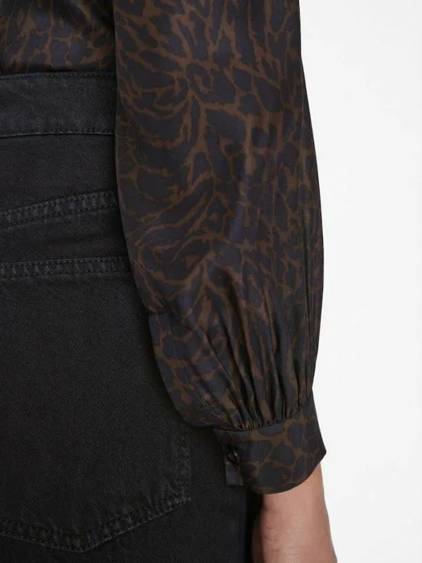 Frame Femme Tie Neck Blouse In Espresso Multi Espresso Multi Women Tops and Blouses Frame Femme Tie Neck Blouse In Espresso Multi Espresso Multi Women Tops and Blouses