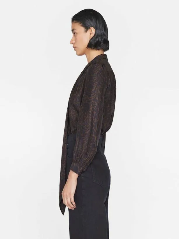 Frame Femme Tie Neck Blouse In Espresso Multi Espresso Multi Women Tops and Blouses Frame Femme Tie Neck Blouse In Espresso Multi Espresso Multi Women Tops and Blouses