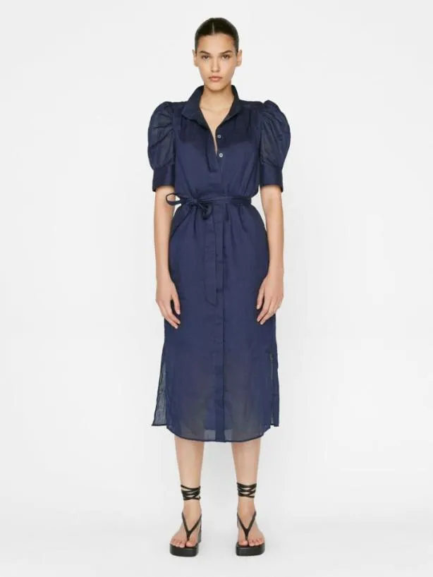 Frame Gillian Midi Dress In Navy Navy Women Dresses and Jumpsuits