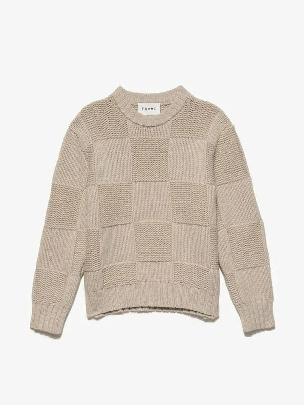 Frame Grid Sweater In Oatmeal Oatmeal Women Tops and Blouses