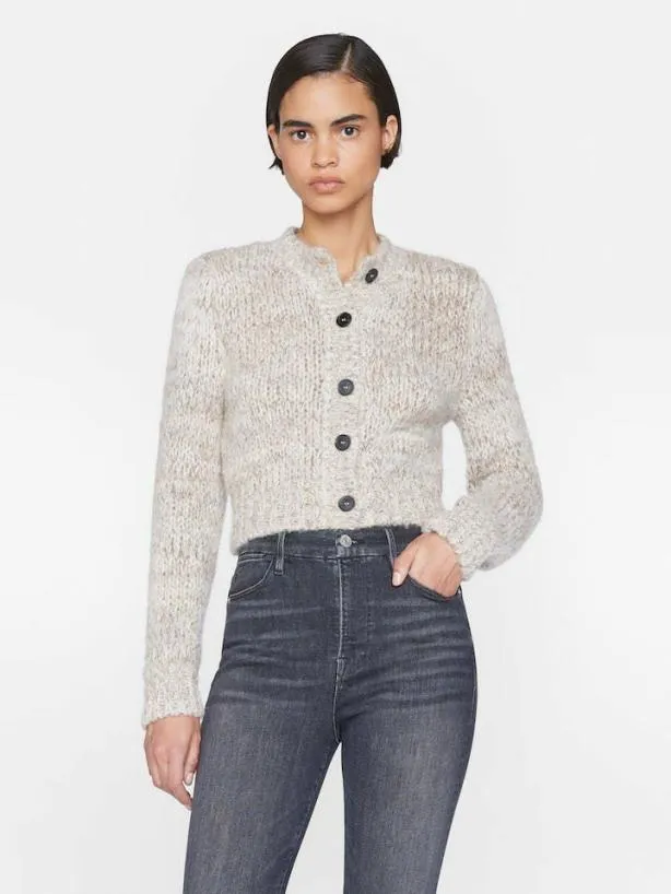 Frame Marl Cardi Sweater In Oatmeal Heather Multi Oatmeal Heather Multi Women Sweaters