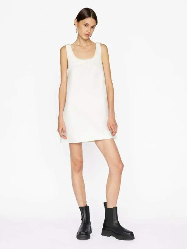 Frame Micro Flare Denim Dress In Ecru Ecru Women Dresses and Jumpsuits