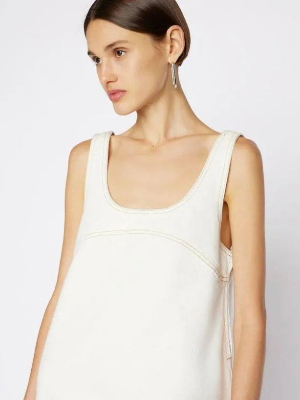 Frame Micro Flare Denim Dress In Ecru Ecru Women Dresses and Jumpsuits Frame Micro Flare Denim Dress In Ecru Ecru Women Dresses and Jumpsuits