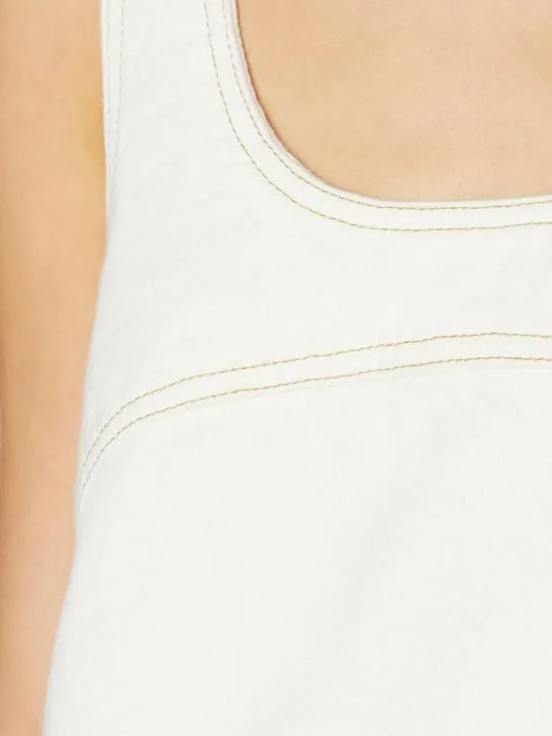 Frame Micro Flare Denim Dress In Ecru Ecru Women Dresses and Jumpsuits Frame Micro Flare Denim Dress In Ecru Ecru Women Dresses and Jumpsuits