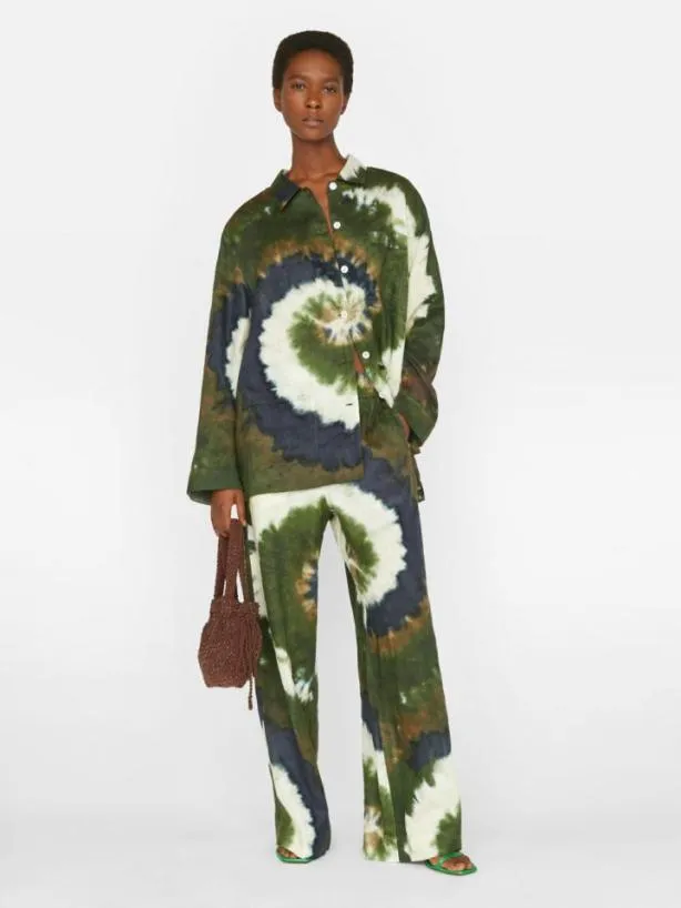 Frame Oversized Tie Dye Shirt In Fatigue Multi Fatigue Multi Women Tops and Blouses Frame Oversized Tie Dye Shirt In Fatigue Multi Fatigue Multi Women Tops and Blouses