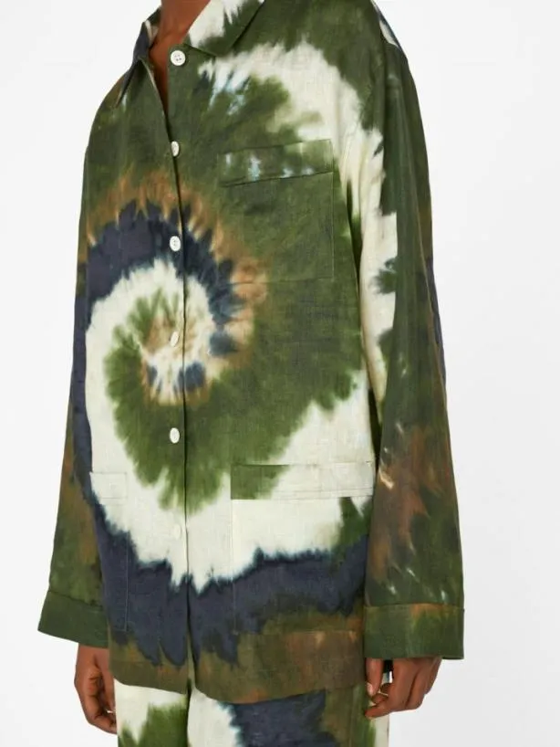 Frame Oversized Tie Dye Shirt In Fatigue Multi Fatigue Multi Women Tops and Blouses Frame Oversized Tie Dye Shirt In Fatigue Multi Fatigue Multi Women Tops and Blouses