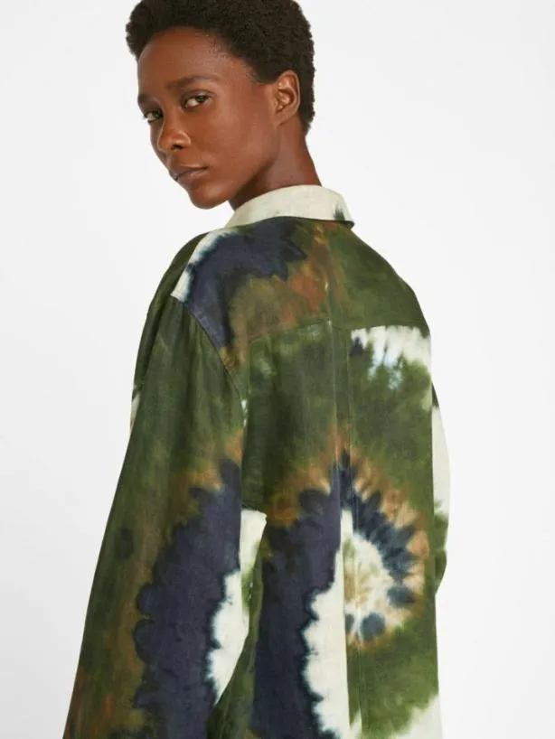 Frame Oversized Tie Dye Shirt In Fatigue Multi Fatigue Multi Women Tops and Blouses Frame Oversized Tie Dye Shirt In Fatigue Multi Fatigue Multi Women Tops and Blouses